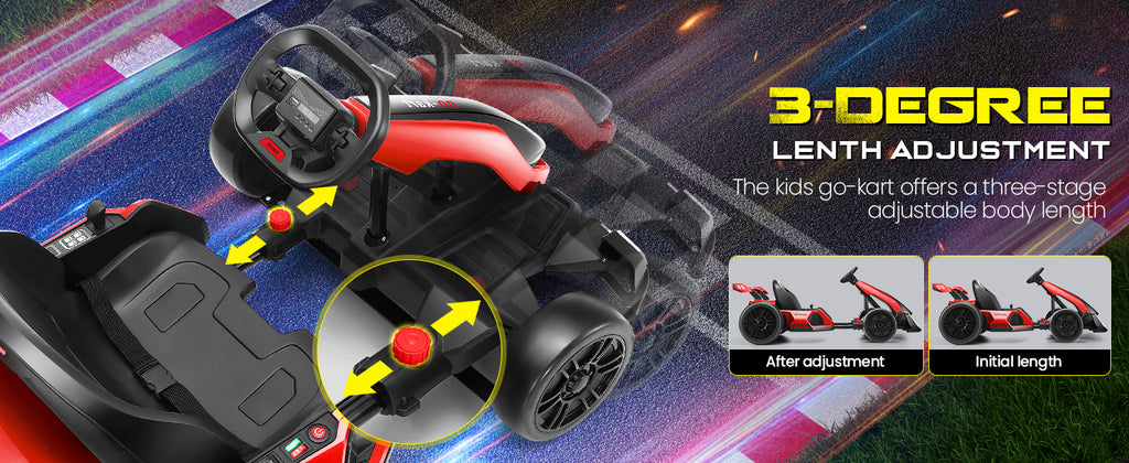 24V Kids Electric Drift Go Kart Car with Adjustable Seat,  300W 2 Speed Motor