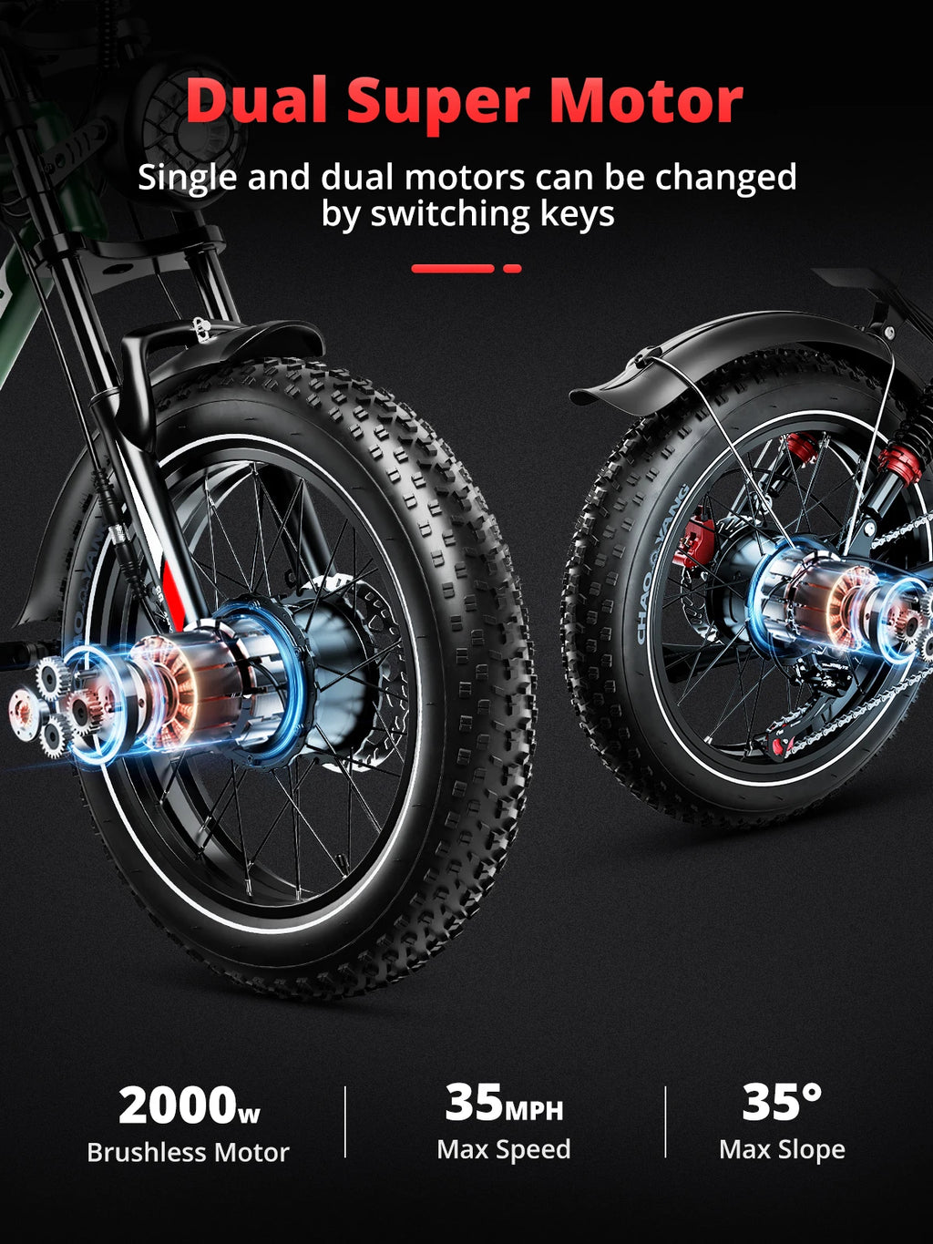 AMYET S8 Adults Electric Bike  2000W Dual Motor Bicycle