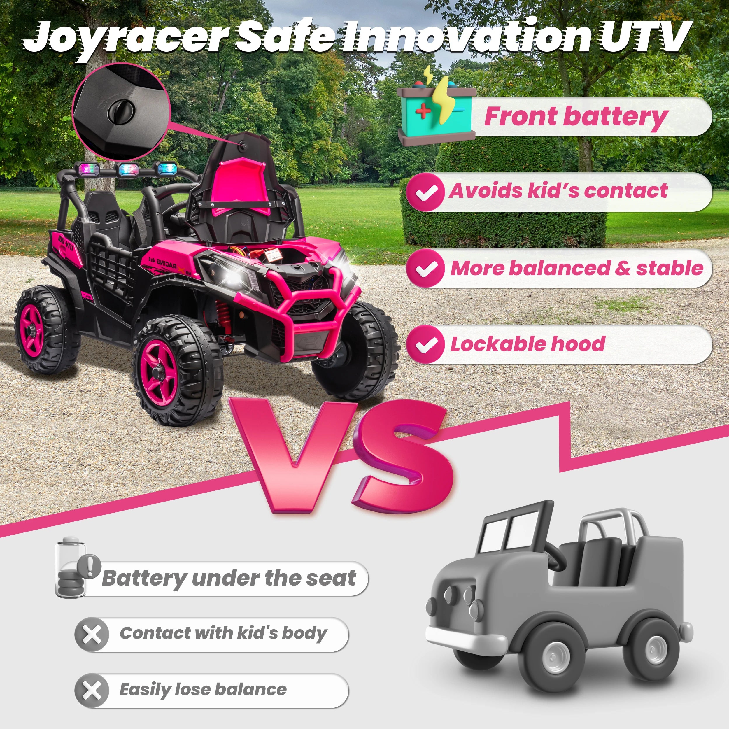 24V XL 2 Seater Ride on Toys Car for Girls, 2WD/4WD Switchable Off-Road UTV w/Long-Endurance Battery Power, 3-Speed Remote Control