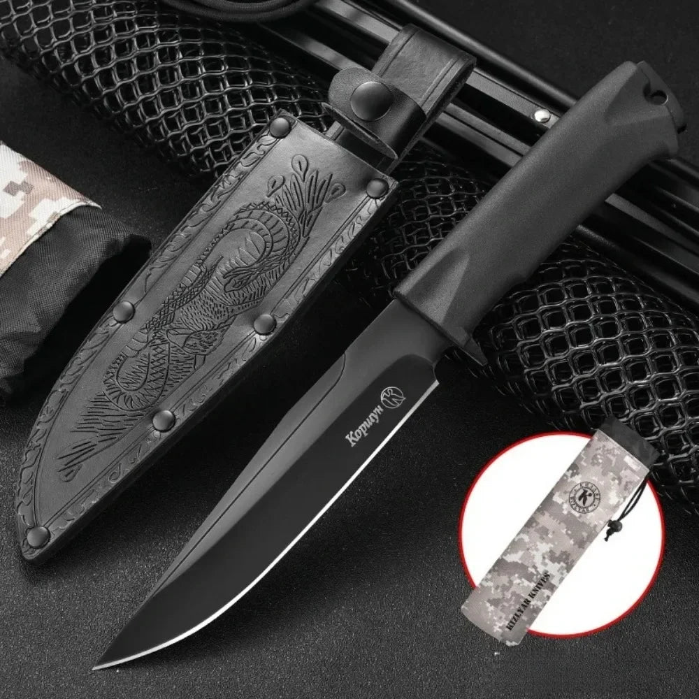 First Model Multi-functional Anti-slip Tactical Straight Knife with D2 Steel Blade