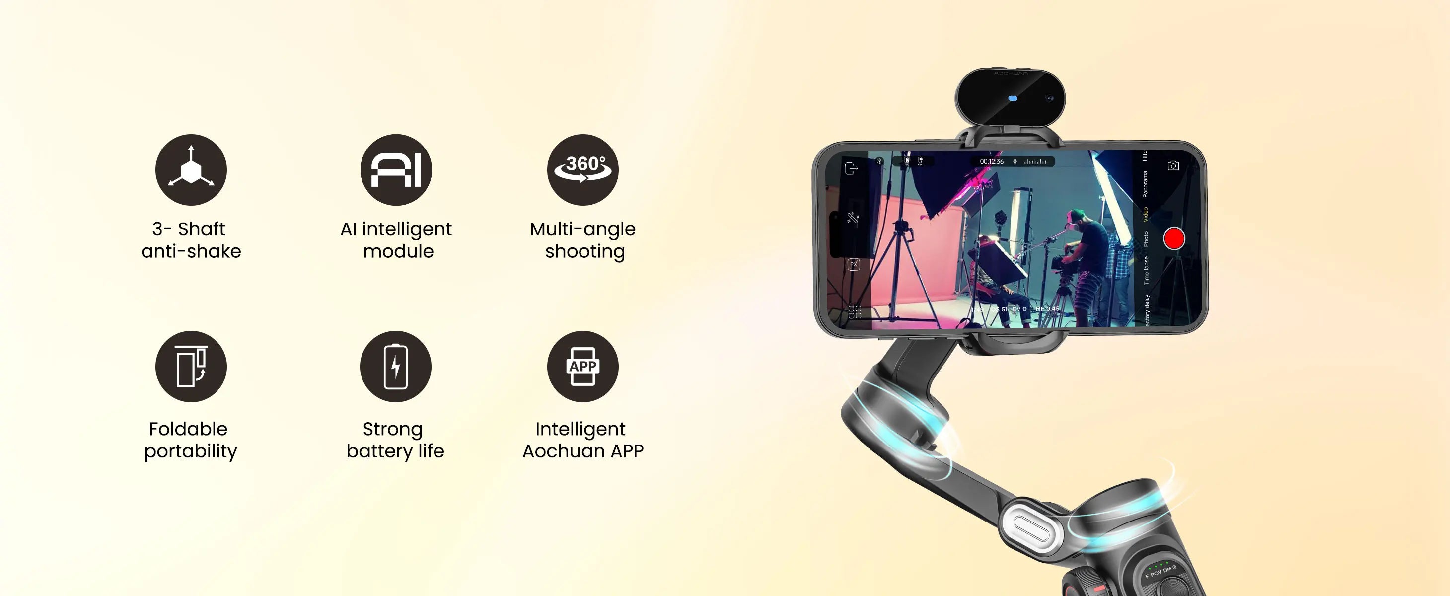 Smart  AI Version  Stabilizer for Smartphone,\ AI Tracking control with TikTok YouTube