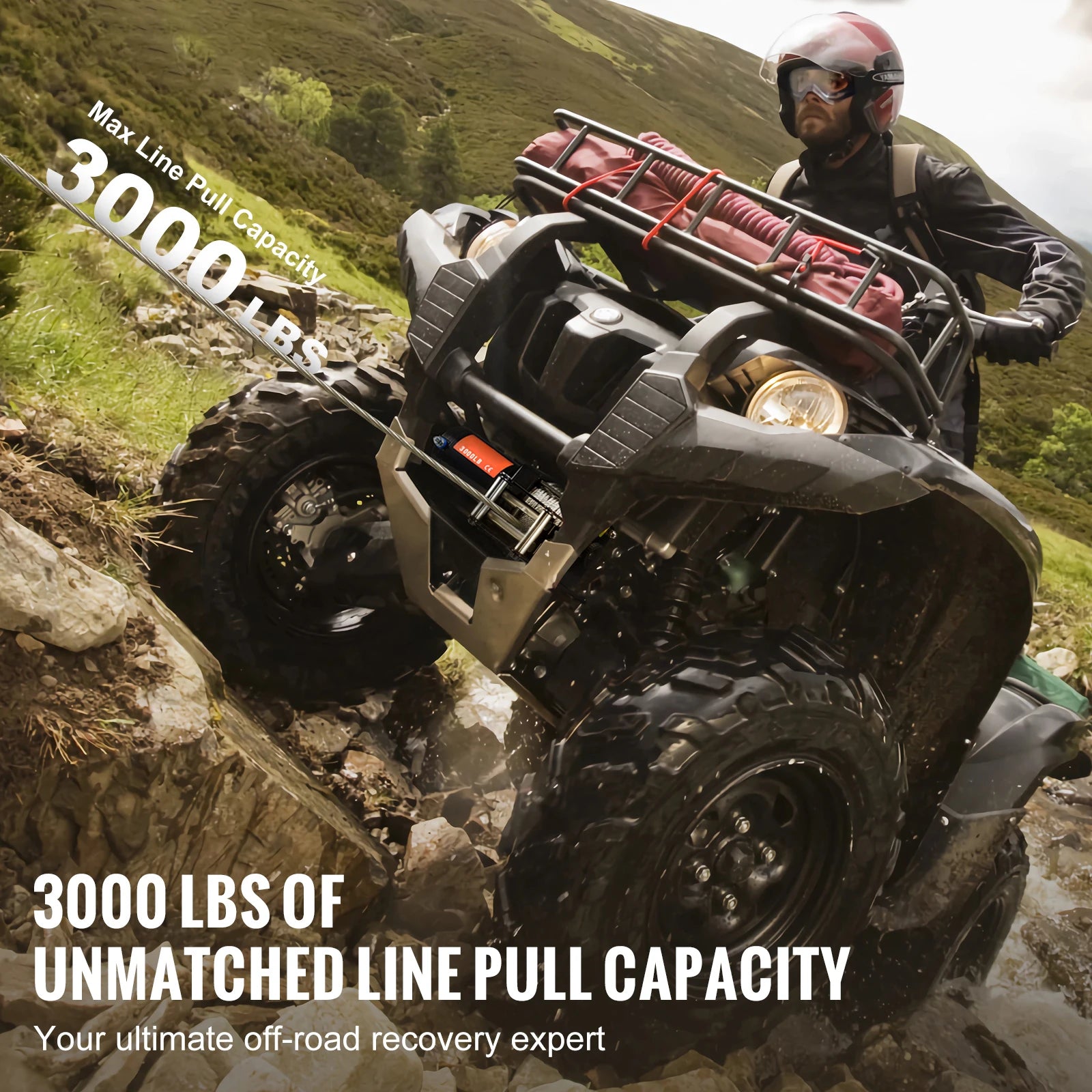 3000lbs ATV/UTV Electric Winch 12V DC Steel Rope Winch