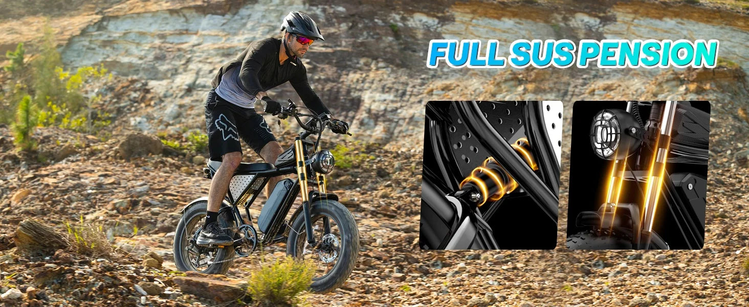 Shimano Ridstar Electric Bike 1500W 33MPH 48V  20" Fat Tire 7-Speed Motorcycle