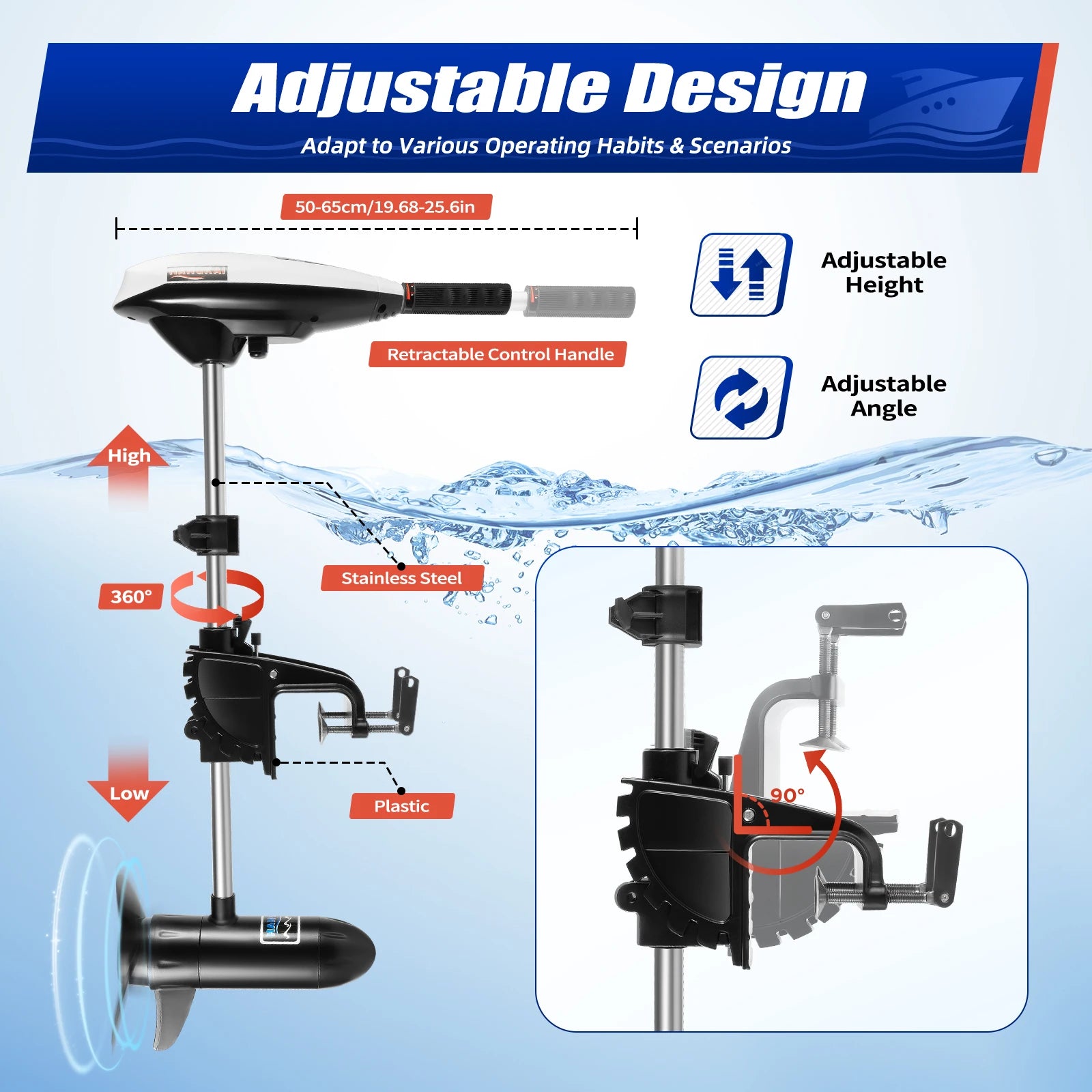Powerful  Electric Outboard Motor, Telescopic Shaft, Eco Friendly