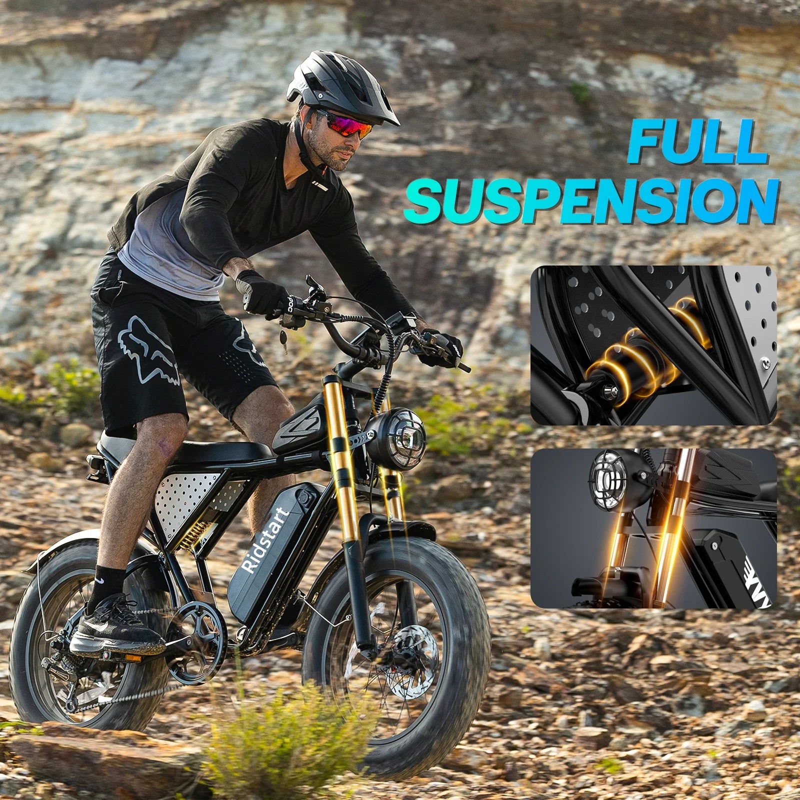 Shimano Ridstar Electric Bike 1500W 33MPH 48V  20" Fat Tire 7-Speed Motorcycle