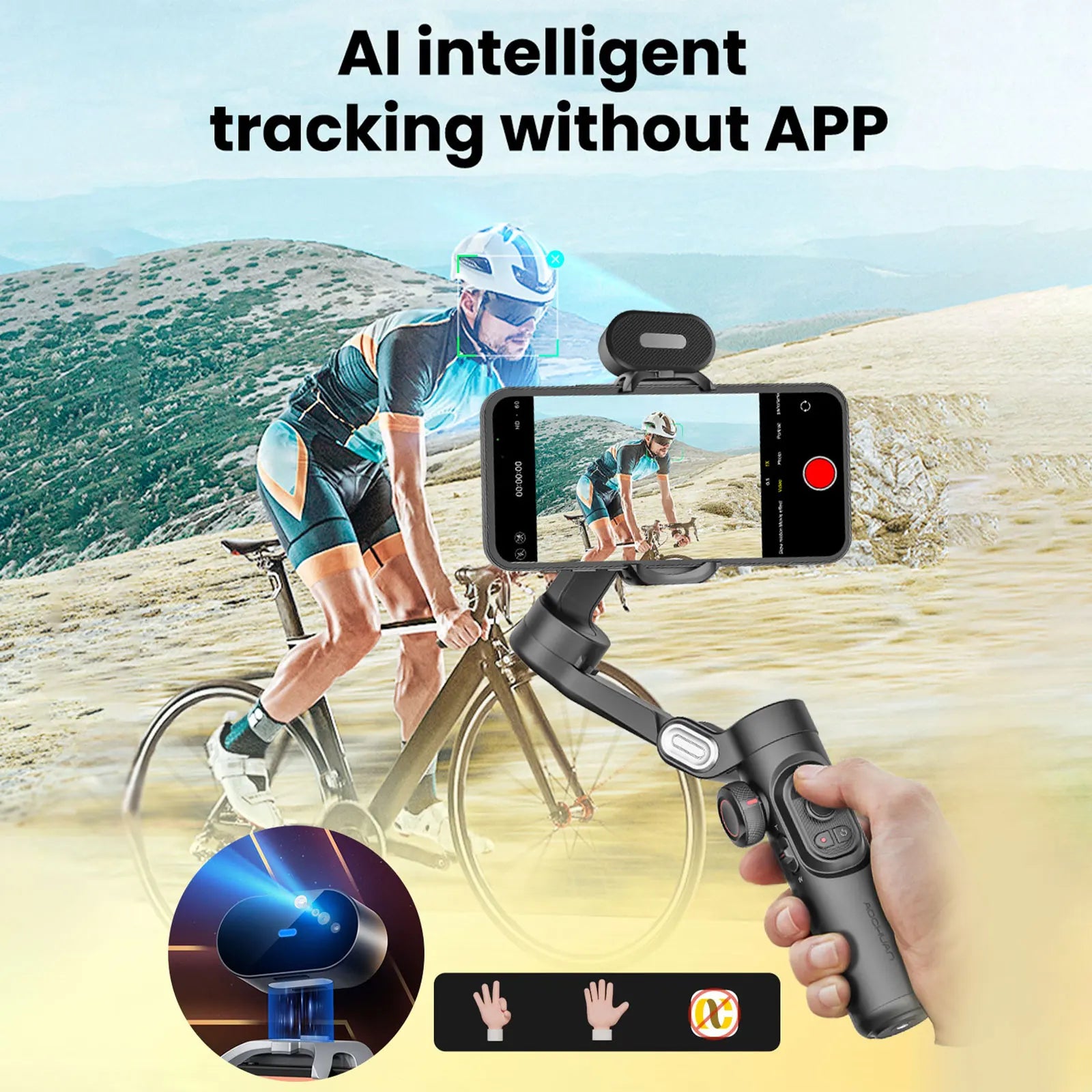Smart  AI Version  Stabilizer for Smartphone,\ AI Tracking control with TikTok YouTube