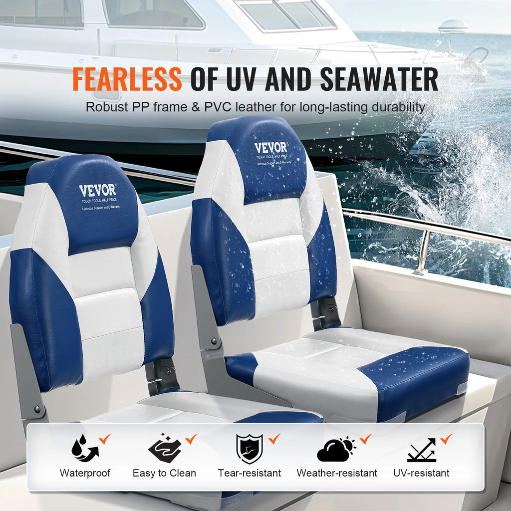 High Back Folding Boat Chair  Sponge Padding Fold-Down C 2-Pack