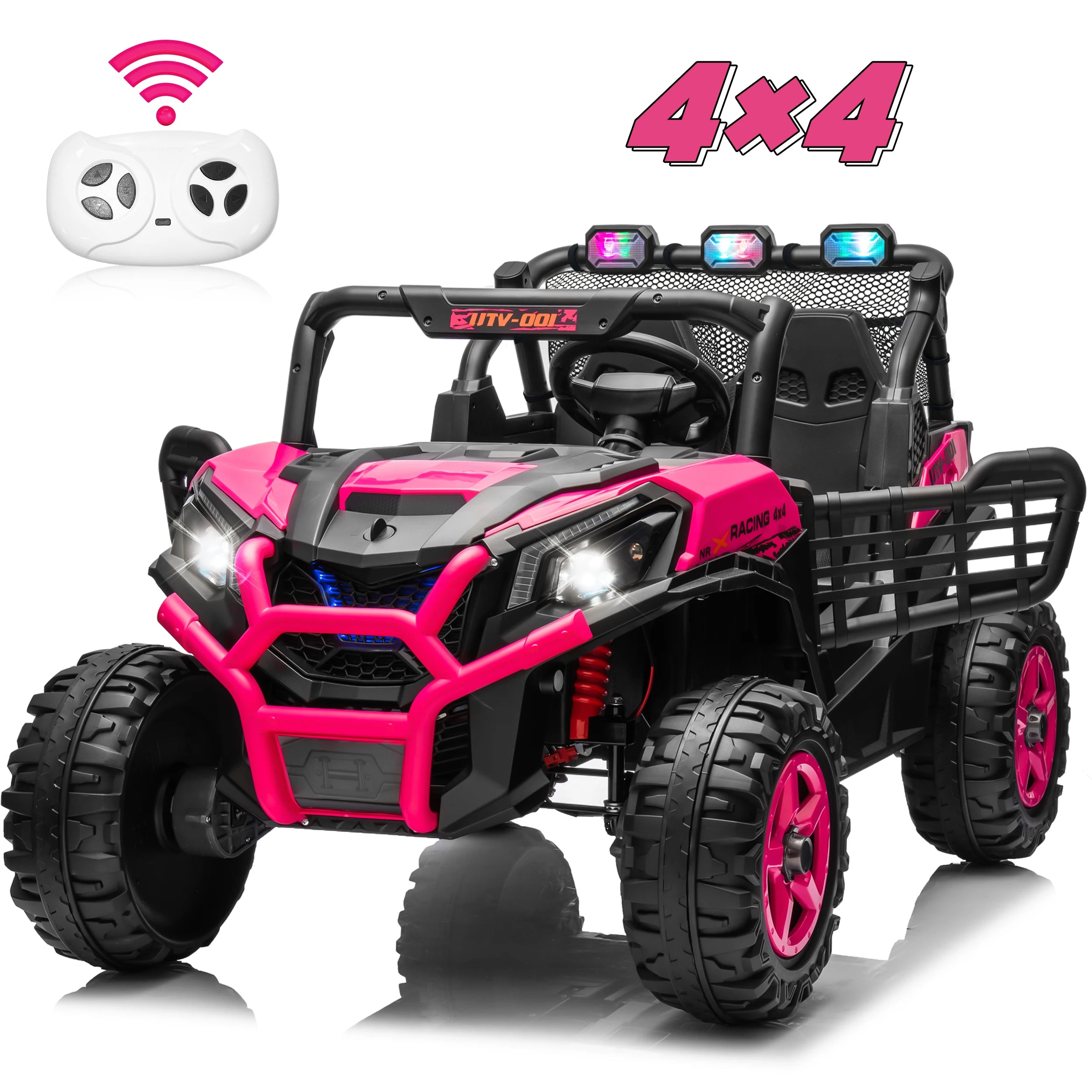 24V XL 2 Seater Ride on Toys Car for Girls, 2WD/4WD Switchable Off-Road UTV w/Long-Endurance Battery Power, 3-Speed Remote Control
